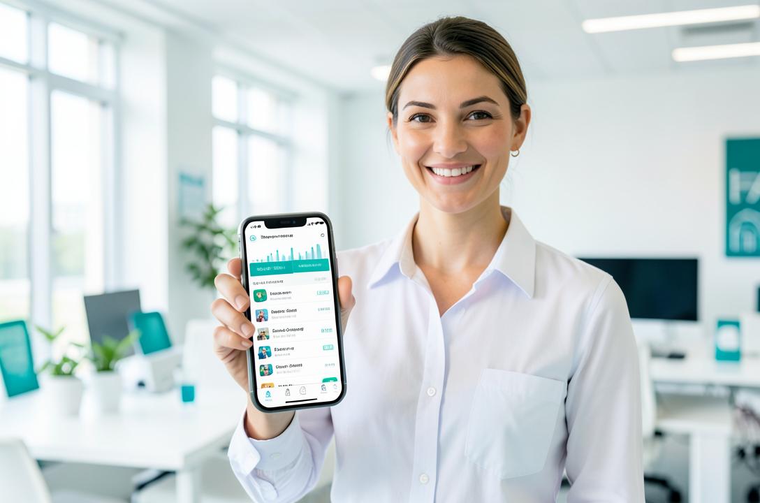 Responsável de equipa a consultar o painel do PickInTime no telemóvel